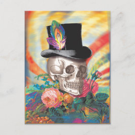 Psychedelic Top hat Skull-vykort Vykort