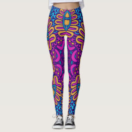Psychedelic Tribal Mönster Leggings - Vibrant Boho