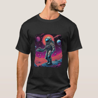 Psychedelic Trippy Black Light Astronaut Space Art T Shirt