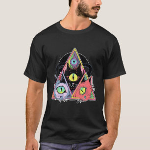 Psychedelic Trippy Cat Art Helig Geometry T Shirt
