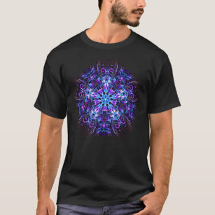 .Psychedelic Trippy Hexagon Star Indigo Mandala -  T Shirt
