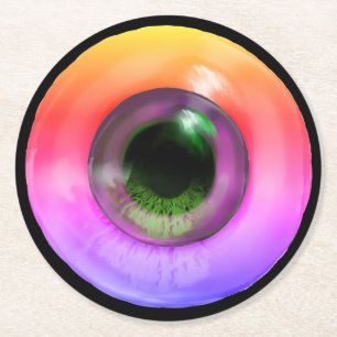 Psychedelic Trippy Konstig Hippie Funky Öga Underlägg Papper Rund