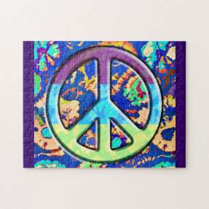 Psychedelic Trippy Lila Fredstecken Pussel