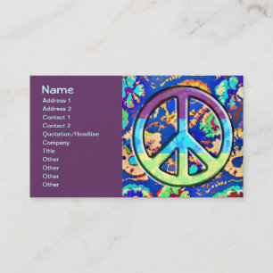 Psychedelic Trippy Lila Fredstecken Visitkort