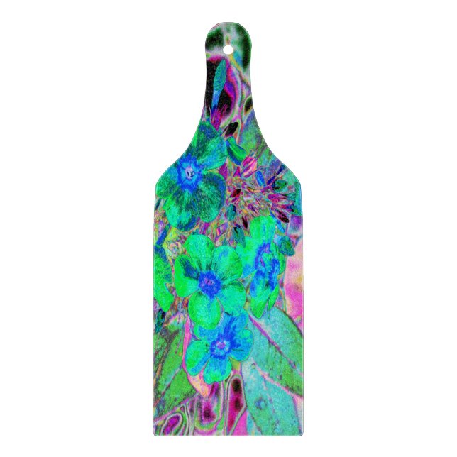 Psychedelic Trippy Lime Green och Blåa blommor (Framsidan)