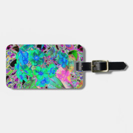 Psychedelic Trippy Lime Green och Blåa blommor Bagagebricka