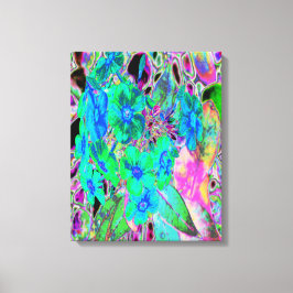 Psychedelic Trippy Lime Green och Blåa blommor Canvastryck