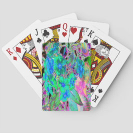 Psychedelic Trippy Lime Green och Blåa blommor Casinokort