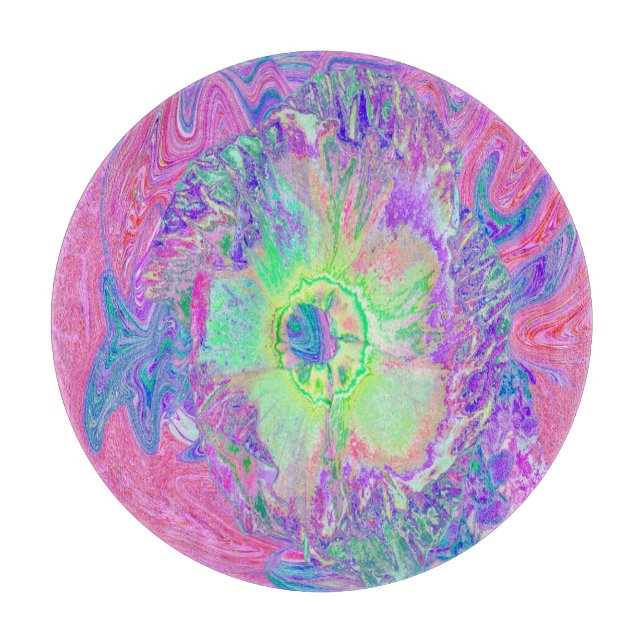 Psychedelic Trippy Lime Green och Lila Hibiscus (Framsidan)