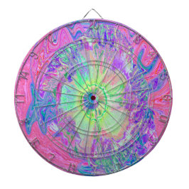 Psychedelic Trippy Lime Green och Lila Hibiscus Darttavla