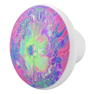 Psychedelic Trippy Lime Green och Lila Hibiscus Knopp