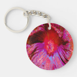 Psychedelic Trippy Retro Red Hibiscus Flower
