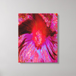 Psychedelic Trippy Retro Red Hibiscus Flower Canvastryck