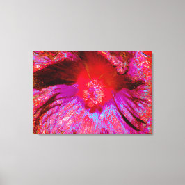 Psychedelic Trippy Retro Red Hibiscus Flower Canvastryck