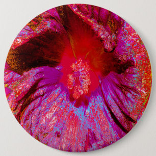 Psychedelic Trippy Retro Red Hibiscus Flower Knapp