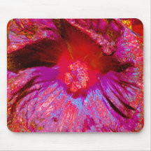 Psychedelic Trippy Retro Red Hibiscus Flower