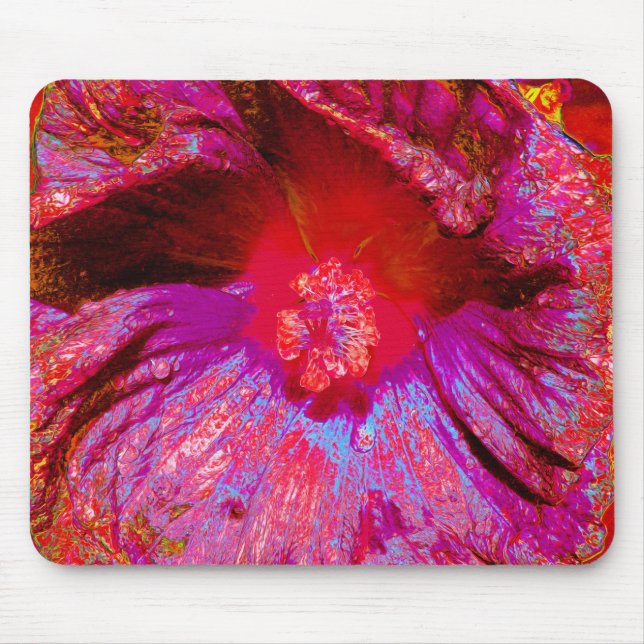 Psychedelic Trippy Retro Red Hibiscus Flower Musmatta (Framsidan)