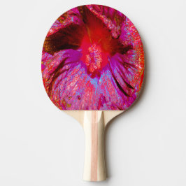 Psychedelic Trippy Retro Red Hibiscus Flower Pingisracket