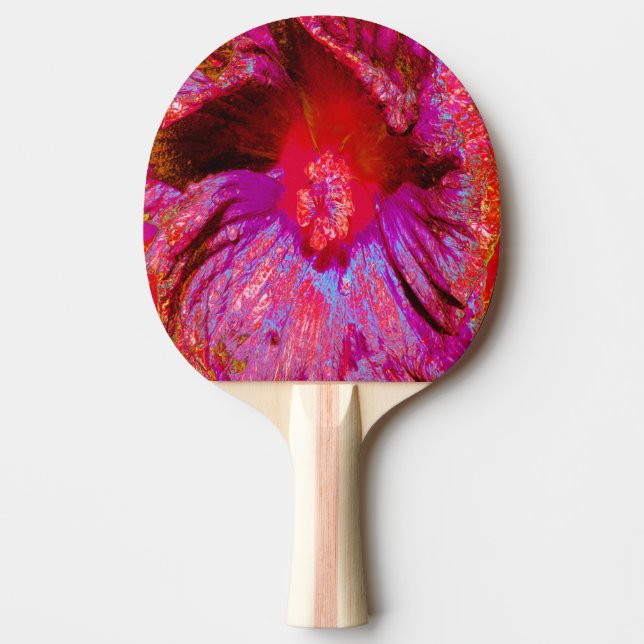 Psychedelic Trippy Retro Red Hibiscus Flower Pingisracket (Framsidan)
