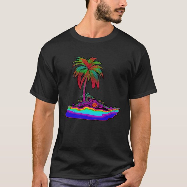 Psychedelic Tropical Island T Shirt (Framsida)