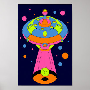 Psychedelic UFO-bortförande Poster