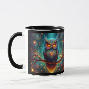 Psychedelic Uggla i en kosmisk skog Mugg