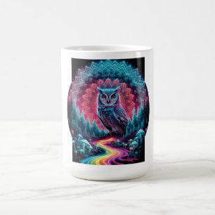 Psychedelic Uggla Mandala - Trippy Forest Art Kaffemugg