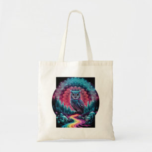 Psychedelic Uggla Mandala - Trippy Forest Art Tygkasse