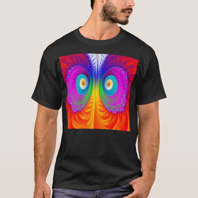 Psychedelic uggla - svart T-tröja Tee (Framsida)