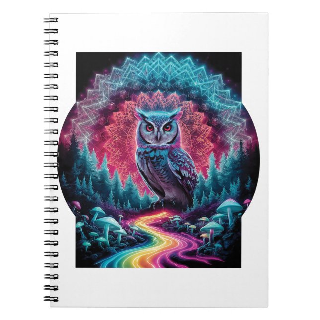 Psychedelic Uggle Mandala - Trippig Skogs Konst Anteckningsbok (Framsidan)