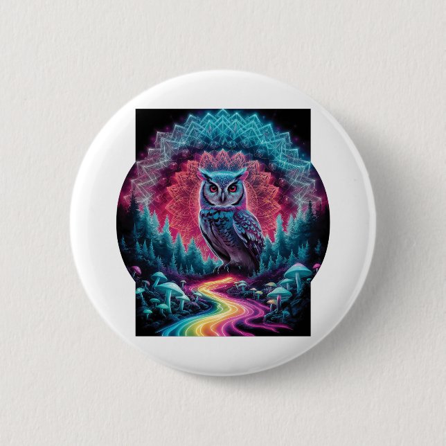 Psychedelic Uggle Mandala - Trippig Skogs Konst Knapp (Framsida)