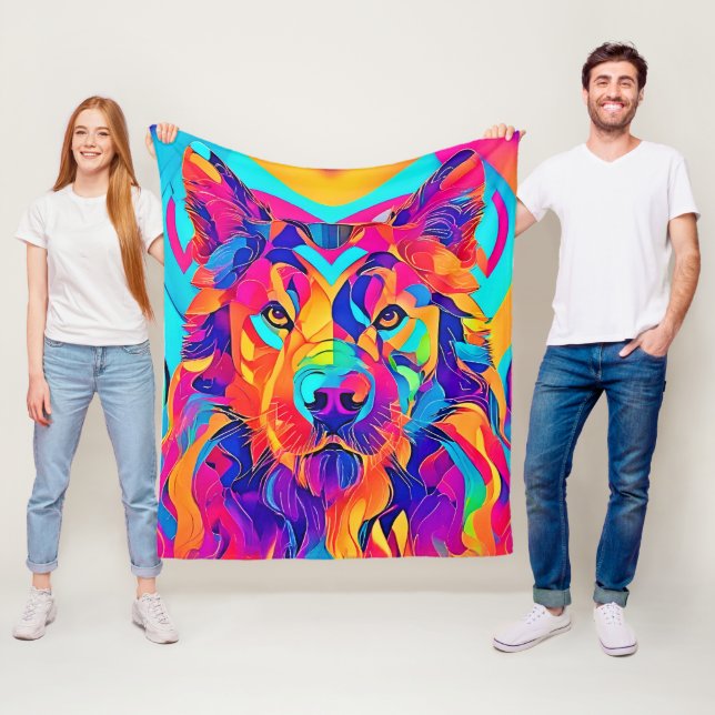 Psychedelic Varg Majesty Fleecefilt (På plats)