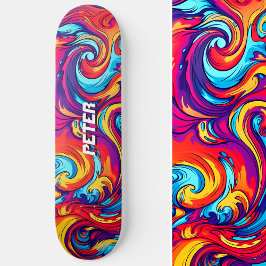 Psychedelic Vibrant Abstrakt Swirl Urban Graffiti Mini Skateboard Bräda 18,5 Cm