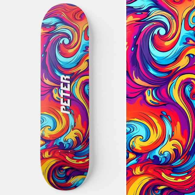 Psychedelic Vibrant Abstrakt Swirl Urban Graffiti Mini Skateboard Bräda 18,5 Cm (Psychedelic Vibrant Abstract Swirl Urban Graffiti Skateboard)