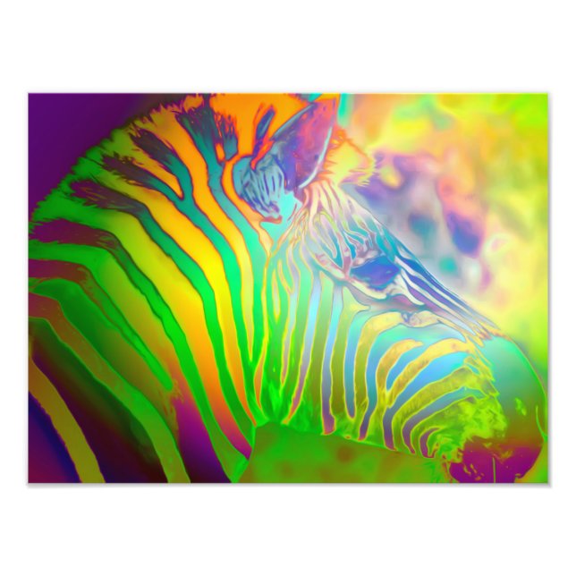 Psychedelic Vilda djur Zebra Fototryck (Framsidan)