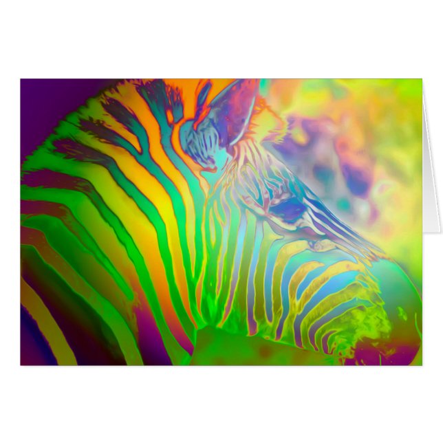 Psychedelic Vilda djur Zebra Hälsningskort (Framsidan Horizontal)