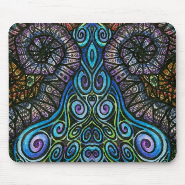 Psychedelic virvlar runt mönster Mousepad #2 Musmatta (Framsidan)