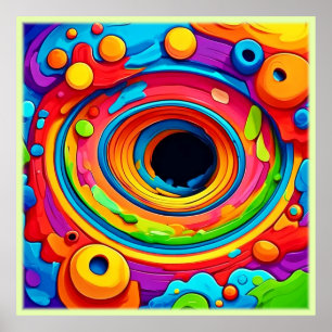 Psychedelic Vortex Färgglad Abstrakt Poster