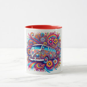 Psychedelic VW Buss Road Resa Mugg