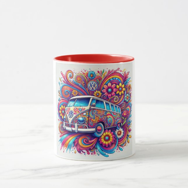 Psychedelic VW Buss Road Resa Mugg (Center)