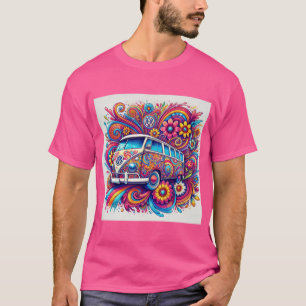 Psychedelic VW Buss Road Resa T Shirt