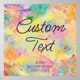 Psychedelic Watercolor Wildblomma Poster