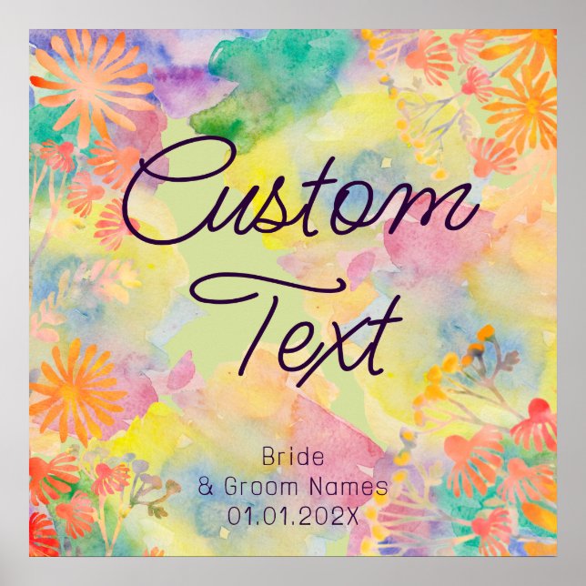 Psychedelic Watercolor Wildblomma Poster (Framsidan)