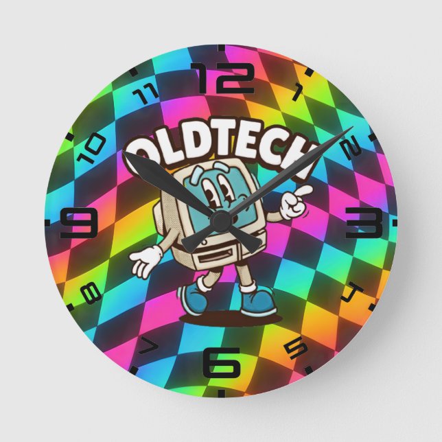 Psychedelic Waves Optical Illusion Clock Rund Klocka (Framsida)