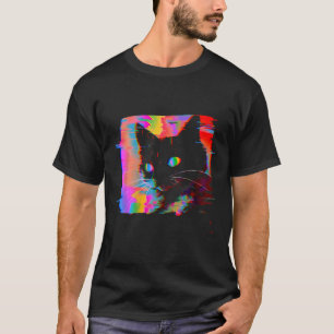 Psychedelic Weirdcore Cat Vaporwave Aesthetic Resa T Shirt