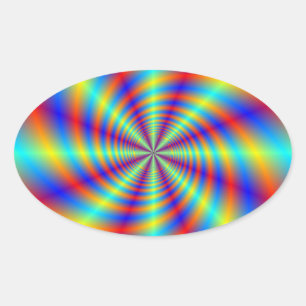 Psychedelic Whirl Oval Sticker Ovalt Klistermärke