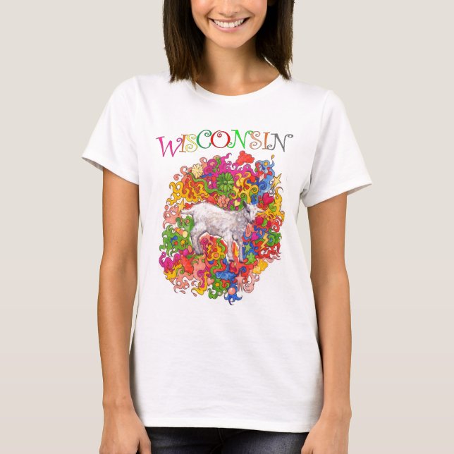 Psychedelic Wisconsin Goatling Tee (Framsida)