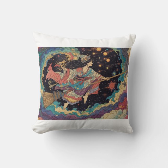 Psychedelic witch cushion kudde (Framsida)