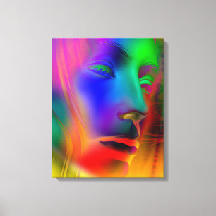 Psychedelic Woman Ansikte Canvastryck