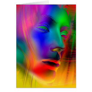 Psychedelic Woman Ansikte Hälsningskort